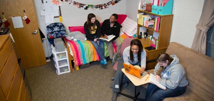 Students studying in their rooms